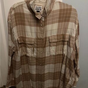 Women’s AE American Eagle Plaid Button-Up Shirt size XL